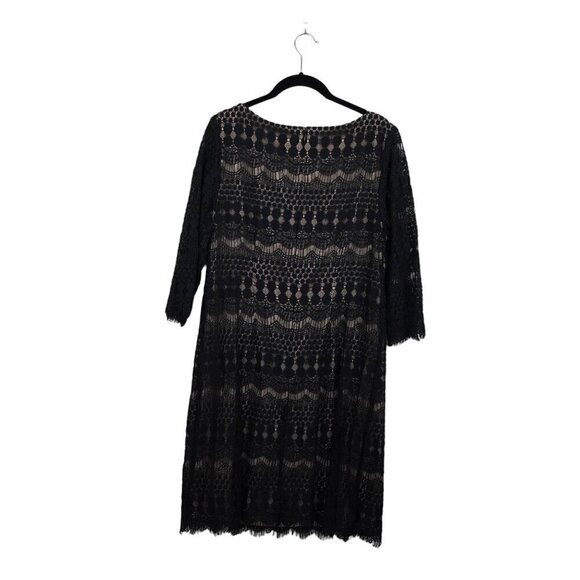 Eliza J Black Lace Dress Cocktail Party Midi Elegant Size 12 - Picture 2 of 9
